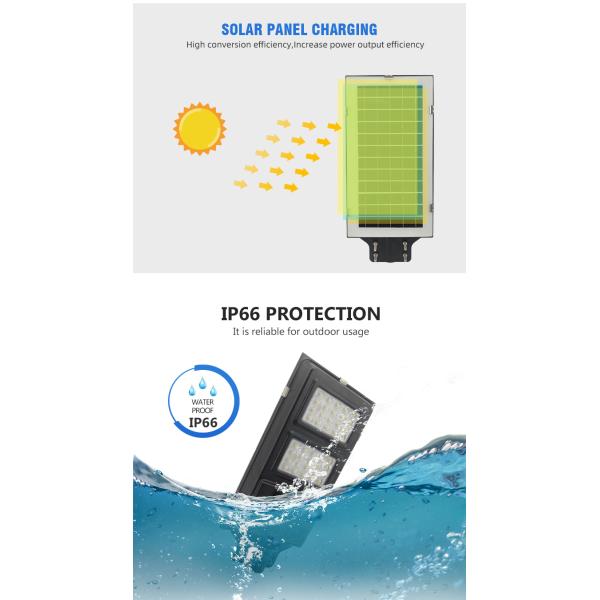 13000lm Luminous Flux Waterproof Led Solar Lamp with Dark Grey  Aluminum