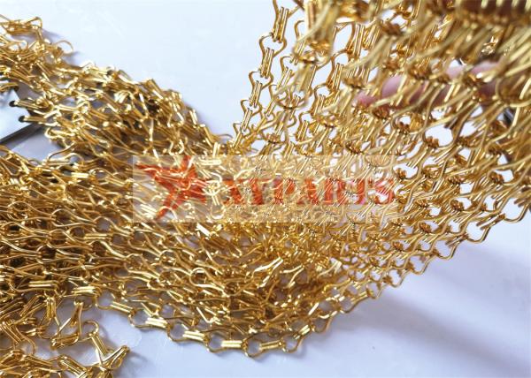 Decorative Aluminium Chain Strip Metal Mesh Curtain For Ceiling Light Drapery