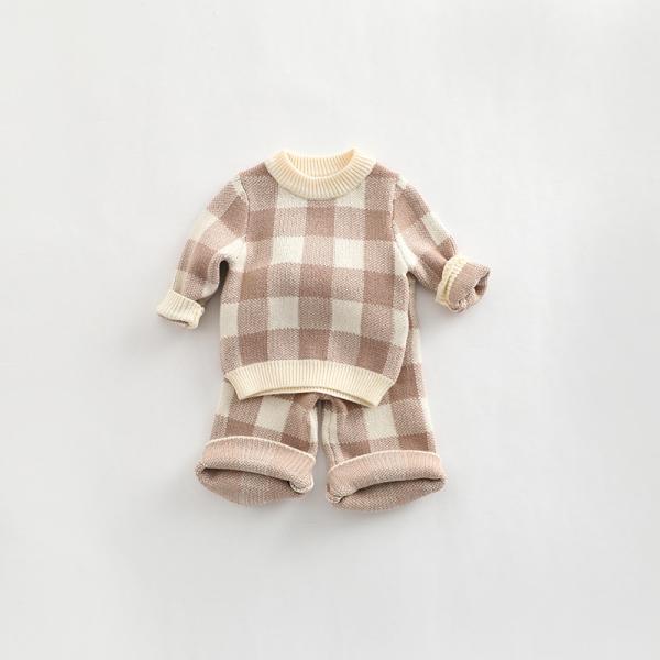 Custom LOGO Cotton baby sweaters sets newborn winter Clothes Sets Jacquard Chunky knitted Pant Long sleeve kids knit s