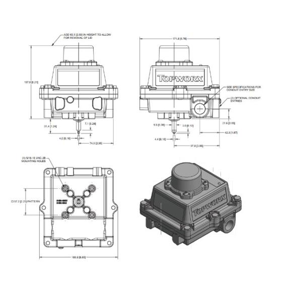 Topworx Limit Switch Valve Position Switch DXS-L21GNEB Direct Mount Composite Resin