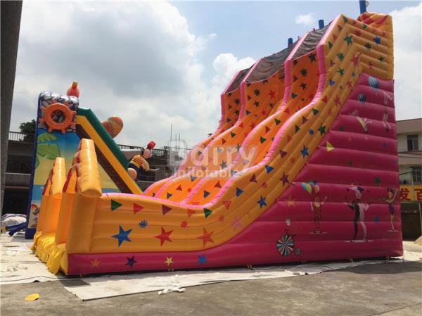 Solo amarillo el 12x7x10m del carril de la diapositiva inflable por encargo de los niños