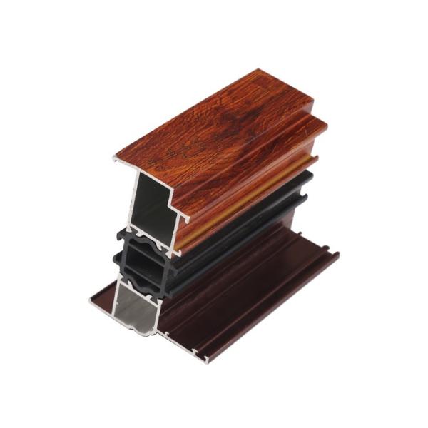 T Shape Wood Grain Broken Bridge Aluminum Profiles For Three Track Sliding