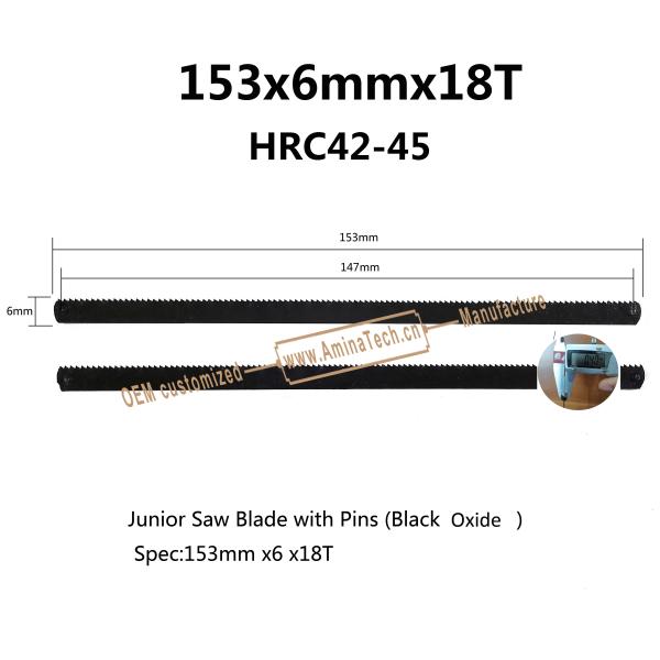Junior Saw Blade with Pins (Black Oxide) Spec:153mmx6x18T Cutting wood,Plastic,Low-hardness metal
