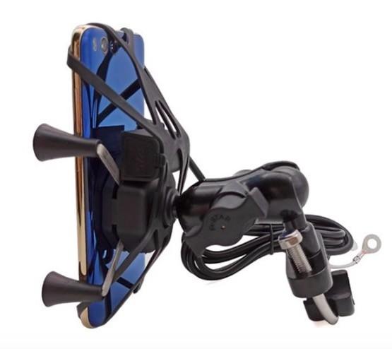 Universal 9-24V X Claw Motorcycle Phone Mount With Usb Charger