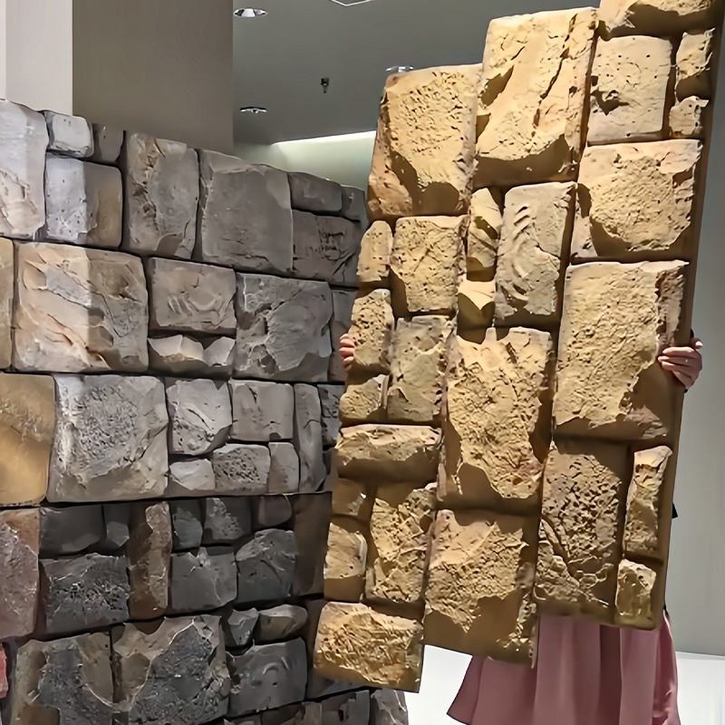Lightweight FPC Art Stone Panels Modern PU Mushroom Castle Wall Board For Hotel