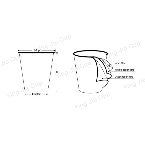 Biodegradable 500ml Disposable Paper Cups Double Walled For Cold Drinking