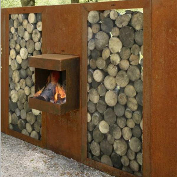 High Style Matte Corten Steel Panel Tree Pattern Perforated Metal Fence