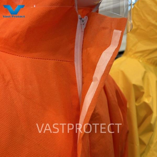 OEM Accepted Type 5 6 Industrial PPE Orange SMS Disposable Coveralls With Refelctive Tape