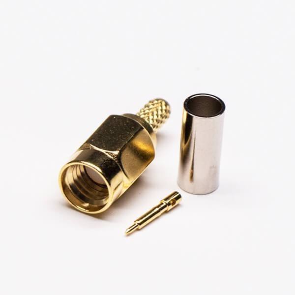 SSMA RF Connector Male Crimp Type for RG316 RG174 Coaxial Cable with DC-35GHz Frequency Range, IP67 Waterproof Sealing, and Gold-Plated Brass Contact