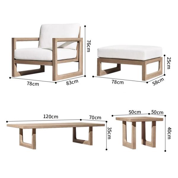 Hotel Patio Garden Sets Teak Sofa and Outdoor Lounge Chair for Weatherproof Furniture