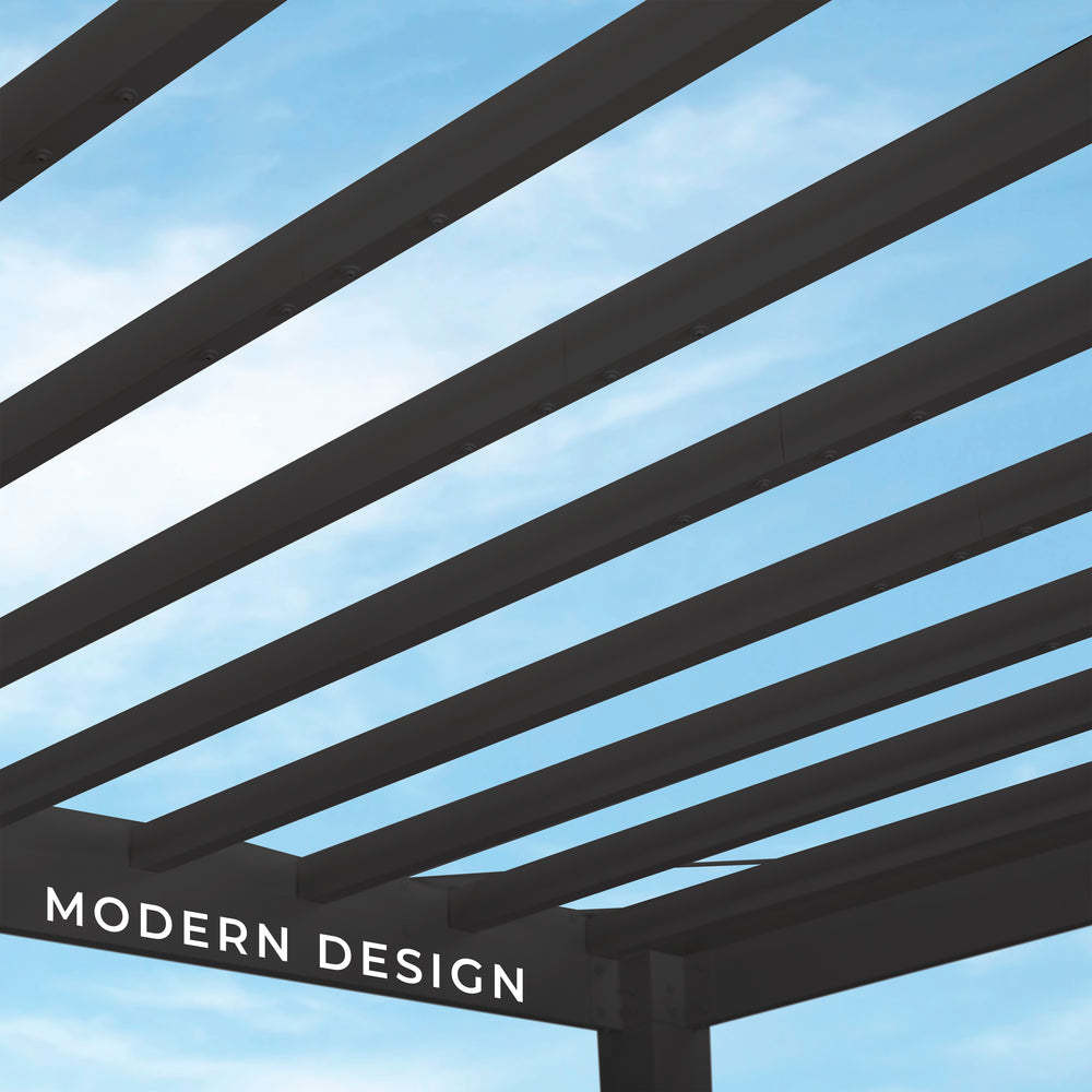 AJUNION 14x10 Garden Terrace Roof Louvered Pergola with Soft Canopy and Steel Frame