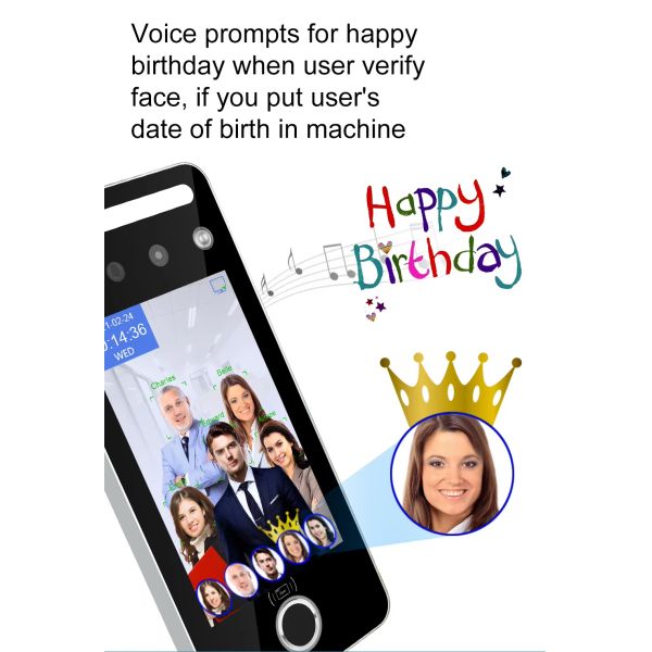5-Inch Touch Screen Biometric Time Attendance Machine Night Vision Temperature Measurement Two-Way Audio