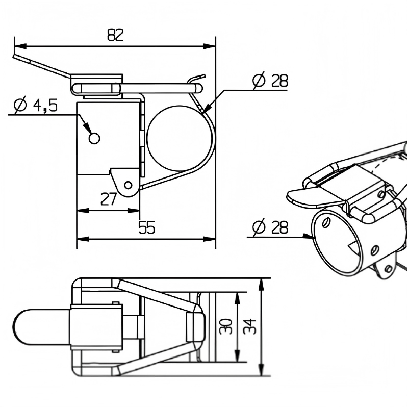 Lean Pipe Lock for OD 28 mm Lean/Coated Pipe