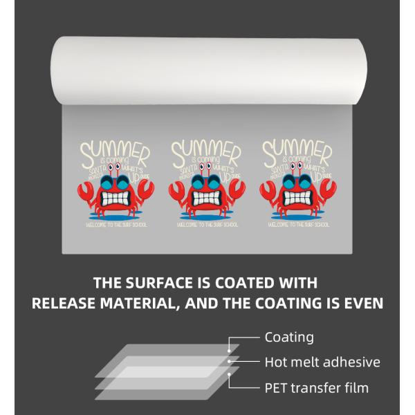 30cm 60cm Length 100meters DTF Film Roll For T Shirt Heat Transfer