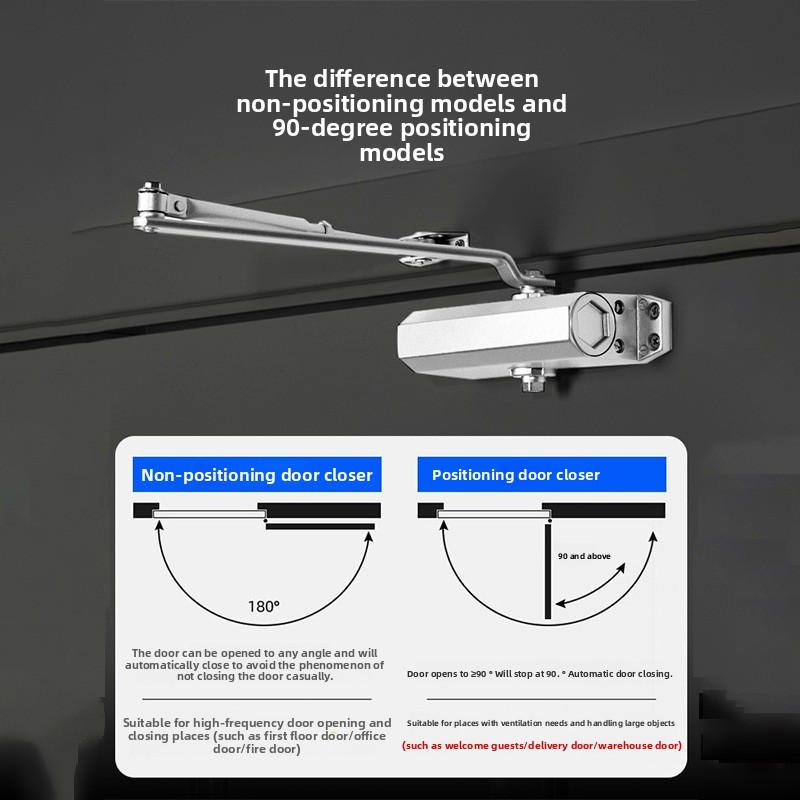 Hydraulic Buffer Aluminum Alloy Automatic Door Closer Dual Speed Xiongfeng XF-25030 2-Year Warranty 180 Opening Angle