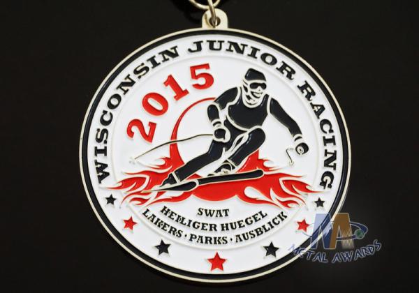 Red / White / Blue Ribbon Custom Sports Medals For Skating , Skiing Events