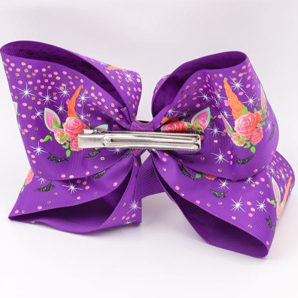 Purple Glitter Large Hair Bows , Eco Friendly Personalized Hair Bows