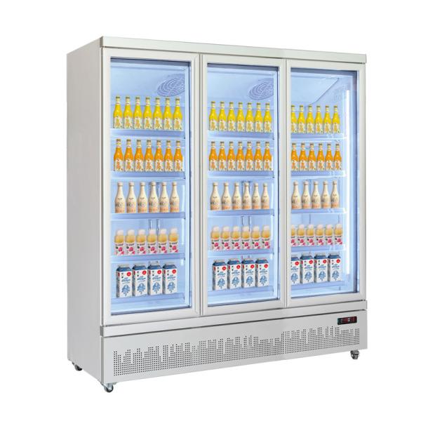 Four-Door Glass Beverage Display Cooler Supermarket Display Fridge with Cooling Technology for Drinks Storage