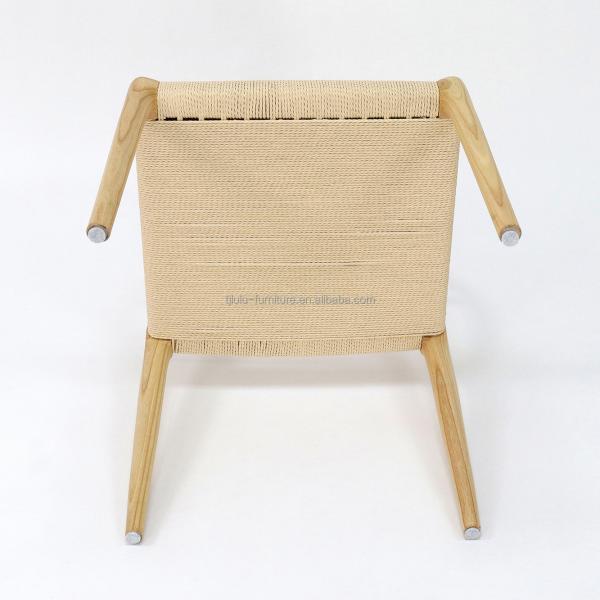 Hand-woven Cord Dining Chair for Restaurant Solid Wood and Ash/Rubber Wood Construction