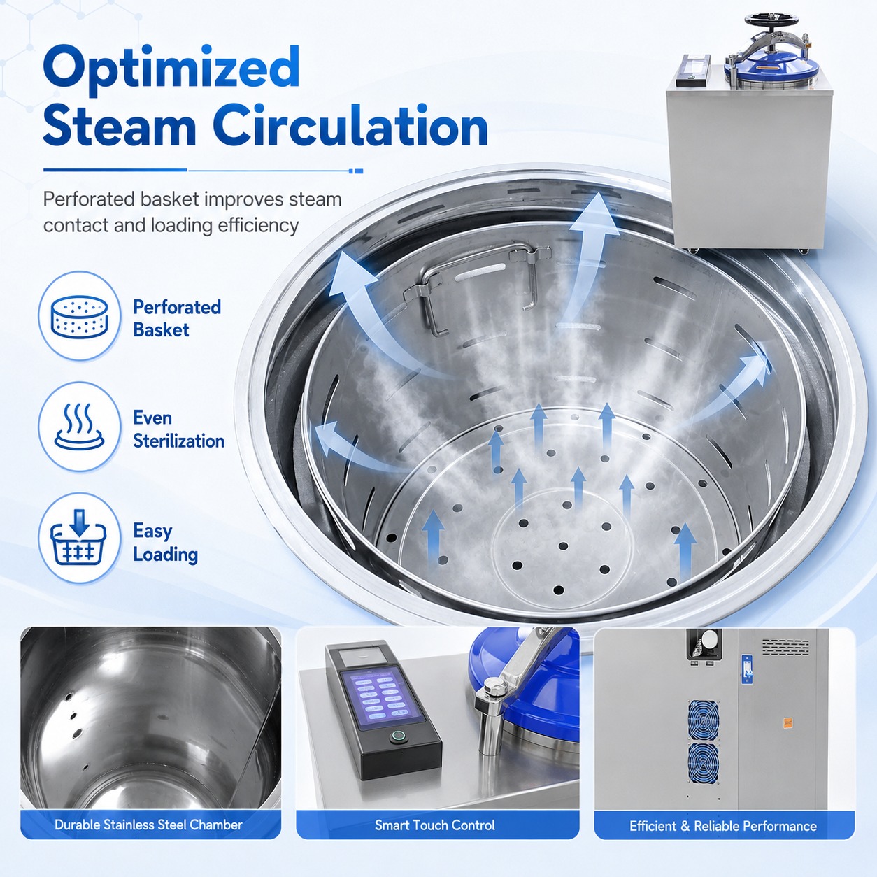 CenLee Laboratory Automatic Control Three-Cycle Pulsating Vacuum Microcomputer 35L-100L Vertical Steam Sterilizer