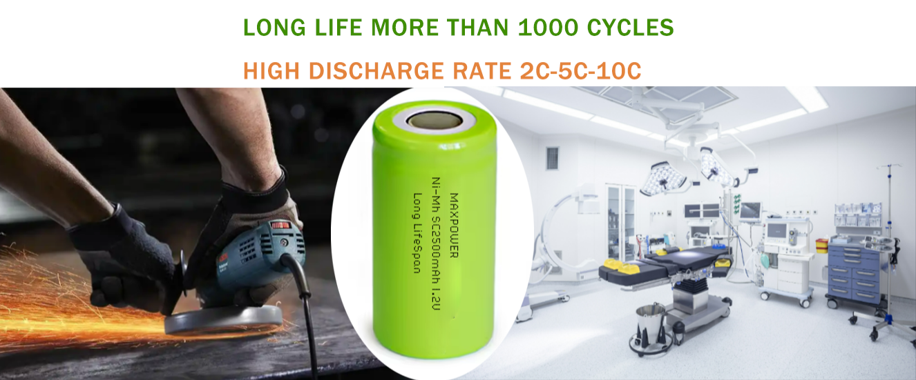 SC2500mAh 1.2V Ni-MH Rechargeable Battery with 1000 Cycles Long Life and High Capacity