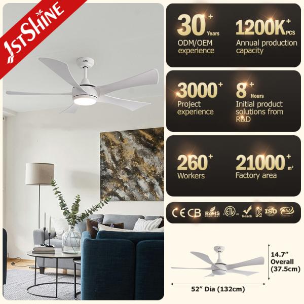 5 lâminas ABS brancas lâminas ventilador de teto com iluminação LED