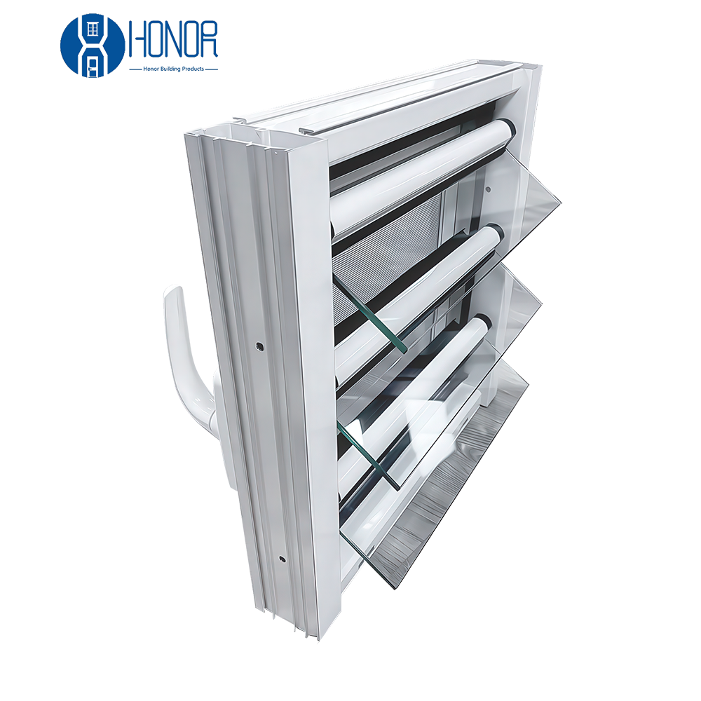 Jalousie Window Aluminum Louver Frames Modern Window Jealousy Frame with Fly Screen