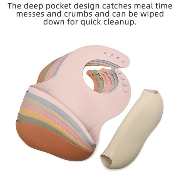Pantone Color  BPA Free Silicone Baby Bibs OEM Waterproof Adjustable