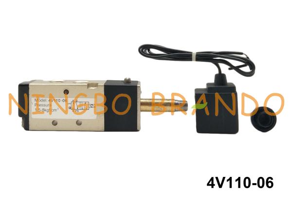 1/8 tipo maneira pneumática DC24V AC220V do NPT 4V110-06 AIRTAC da posição 5 da válvula de ar 2 do solenoide