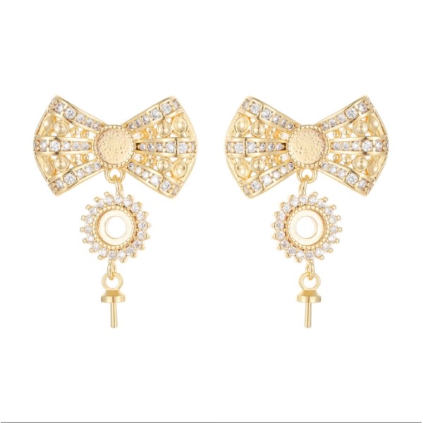 Brass 14k Gold Plated Zircon Studs Butterfly Enamel Flower Earring for Women's Fashion Earrings Accessories
