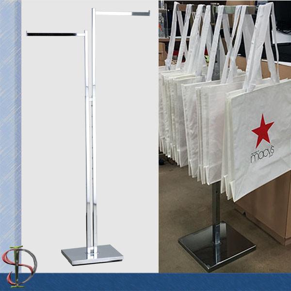 T-Shape Display Stand For Totebag / Metal Display Rack / 2 arms Fixture / OEM dislay rack
