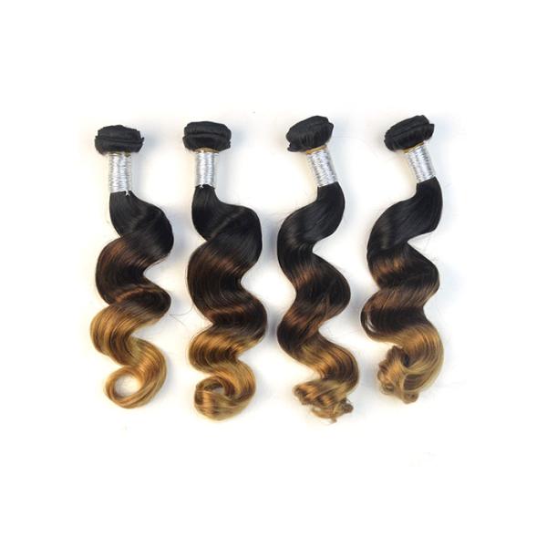 Fashion 3 Tone Ombre Curly Human Hair Weave / Peruvian Body Wave 3 Bundles