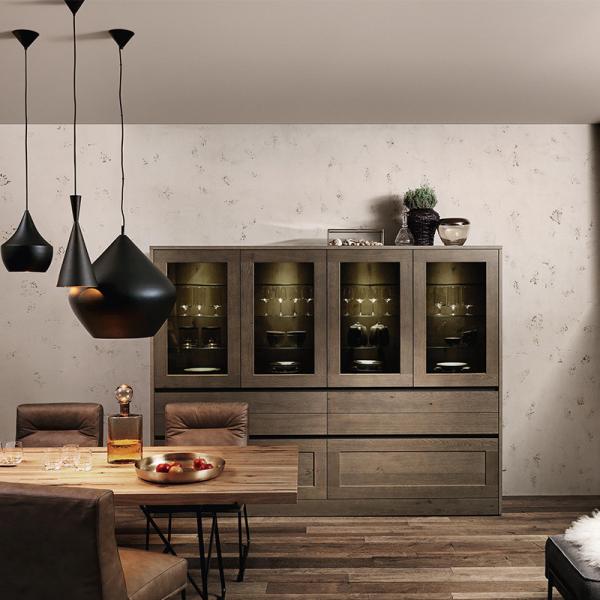 Solid Wood Kitchen Cabinets with Beveled Edge Countertop Edging and MDF Door Material