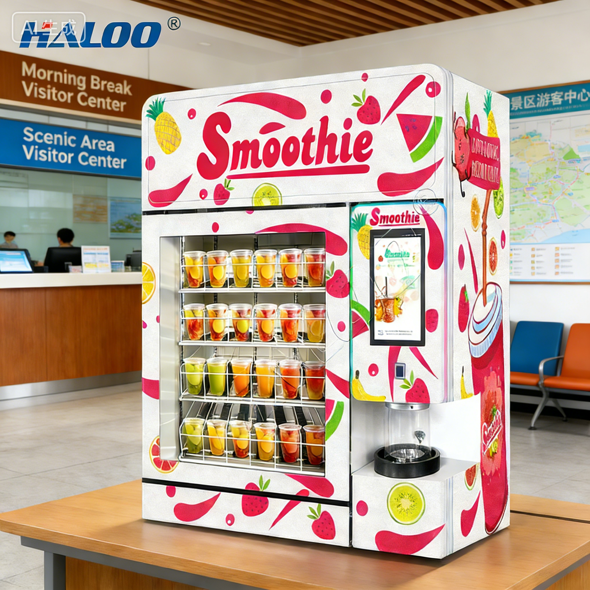 Halo 24-hour frozen fruit smoothie mixer fresh fruit smoothie vending machine thick metal plate material