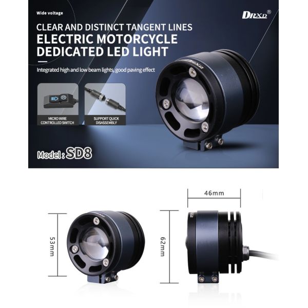 6000LM Motorcycle LED Spotlight 60W Motorcycle Aux Light 12V - 24V For Night Lighting Illumination
