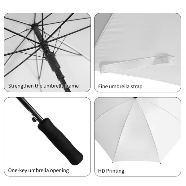 Diy White Polyester Sublimation Umbrella Blanks Custom Printing Umbrellas With Logo