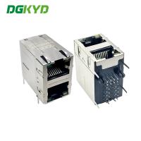 Conectores portuários múltiplos direitos protegidos do ângulo 10P8C 2X1 RJ45 com diodo emissor de luz