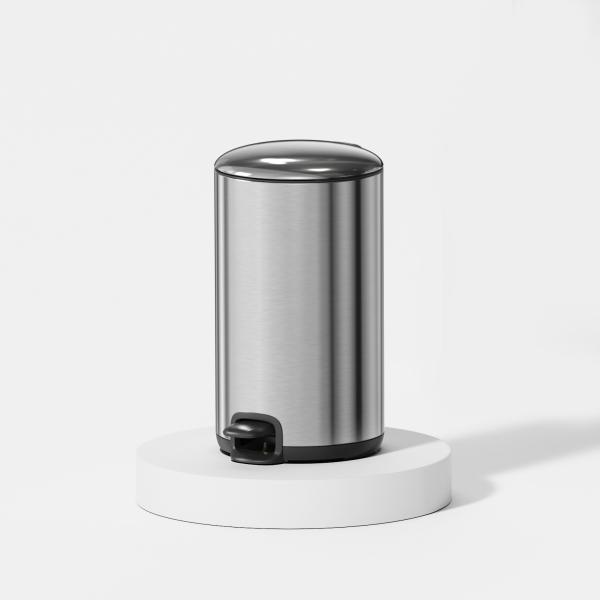 20L Stainless Steel Household Kitchen Thin Lid Pedal Trash Waste Bin Dustbin Soft Close Round Metal Trash Can Sustainable