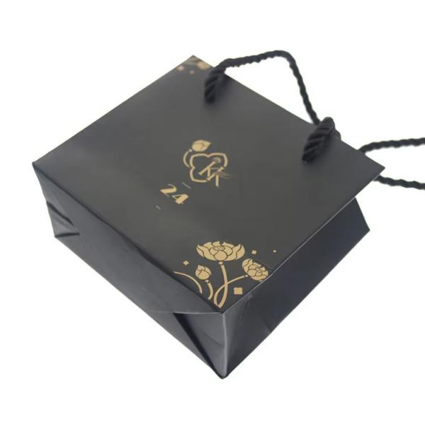 Black Jewellery Paper Bag Retail Paper Shopping Bags With Handles