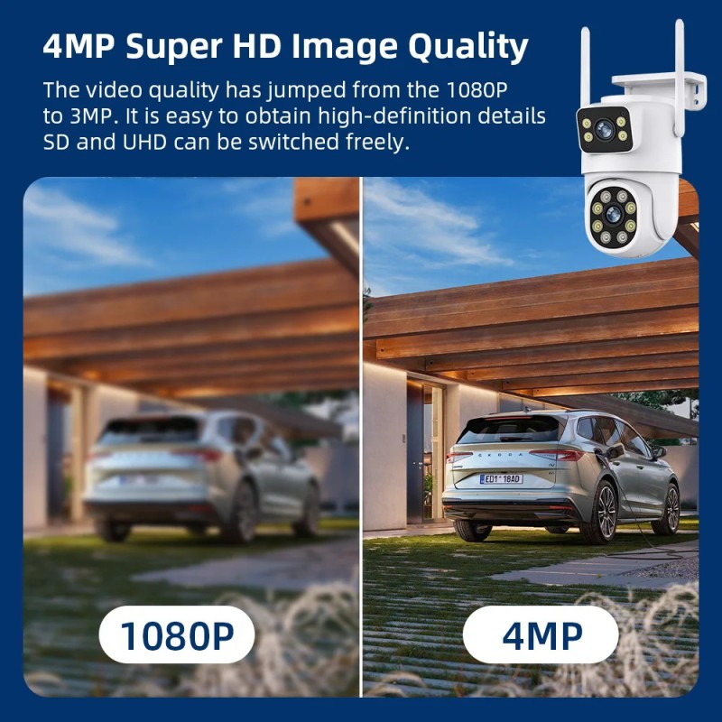 Wholesale Price 4MP Dual Lens CCTV IP Camera PTZ Security Waterproof Outdoor Camera With WIFI Human Detect and Track Function