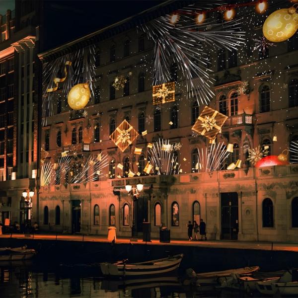 Outdoor 3D Projection Mapping With Video Screen On Wall Decorate Building
