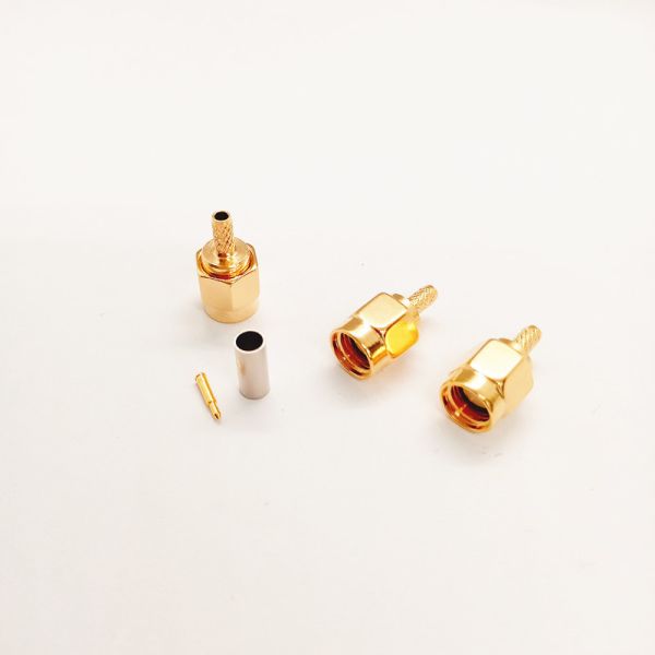SMA Male Connector Gold-Plated Brass DC-6GHz 50Ω RF Connector for RG316 Cable