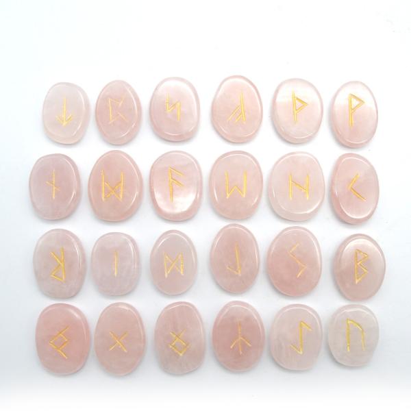 Tumbled Stone Shaped Rose Quartz Divination Stone Gemstone Rune Stones with FAIRY Theme