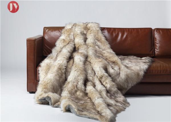 Long Kitt Canadian Fox Faux Fur Bed Blanket , Oversized Faux Fur Throw Blanket