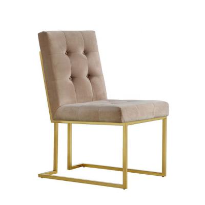 Modern Style Button Tufted Chair , Black Velvet Dining Chair With Gold Legs