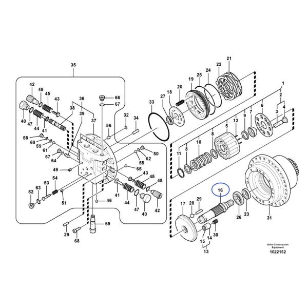 Вал привода мотора перемещения частей ВОЭ14632840 ЭК210Б ЭК210К конечной передачи экскаватора Вольво