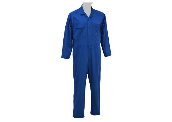 65% Polyester 35% Cotton Twill Mens Work Coveralls Mid Blue Raglan Sleeve