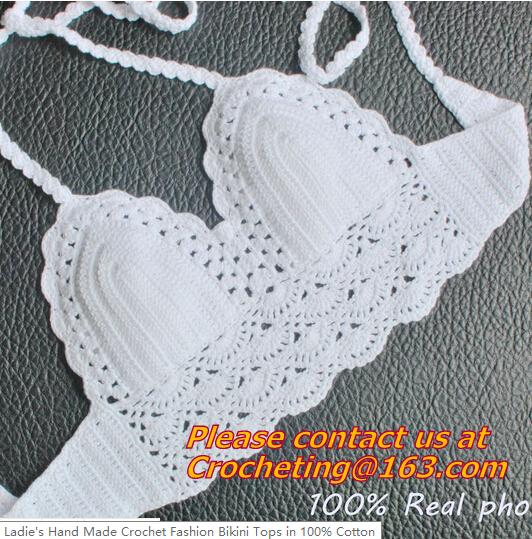 summer sexy cotton handmade crochet bikini bra candy swimwear top beachwear top string bra camisole underwear