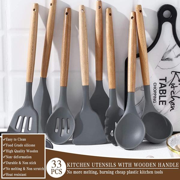 33 Piece Nonstick Cookware Set with Multicolor Frying Pans and Chinese Spatula Spoon
