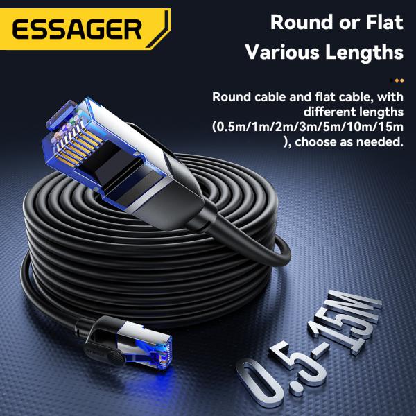 ESSAGER ES-WX02 Cat 8 40Gbps Rj45 Network Ethernet Cable 0.5M 1M 2M 3M 5M 10M 15M